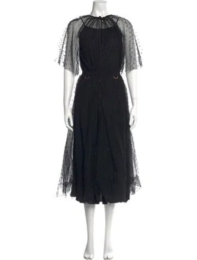 Pre-owned Maria Lucia Hohan Crew Neck Midi Length Dress In Black