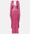 Maria Lucia Hohan Crystal Caped Silk Gown In Pink