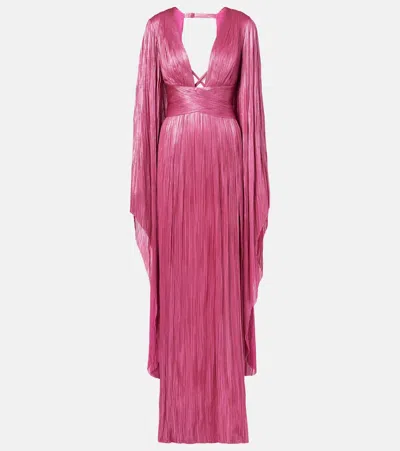Maria Lucia Hohan Crystal Caped Silk Gown In Pink