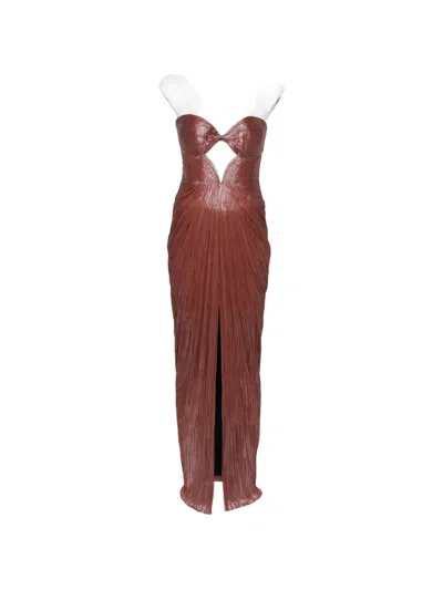 Maria Lucia Hohan Cut-out Plissé Maxi Dress In Burgundy