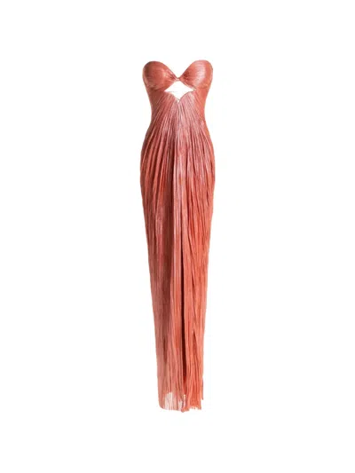 Maria Lucia Hohan Cut-out Strapless Silk Asymmetric Dress In Orange