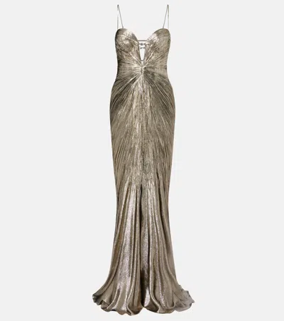 Maria Lucia Hohan Dakota Lamé Chiffon Gown In Silver