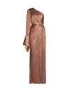 Maria Lucia Hohan Silk One-shoulder Palmer Gown In Brown