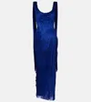 Maria Lucia Hohan Faye Metallic Silk Tulle Bustier Gown In Blue