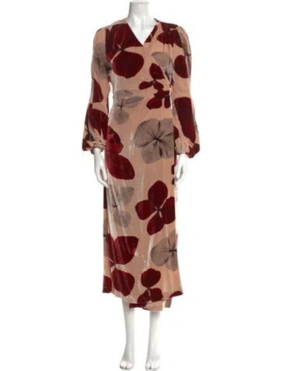 Pre-owned Maria Lucia Hohan Floral Print Long Dress In Pink