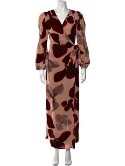 Pre-owned Maria Lucia Hohan Floral Print Long Dress In Pink