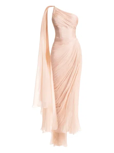 Maria Lucia Hohan Florencia One-shoulder Lace-up Dress In Neutral