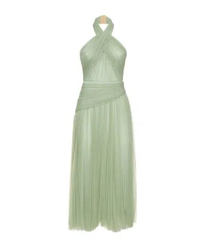 Maria Lucia Hohan Halter Neck Tulle Dress In Green