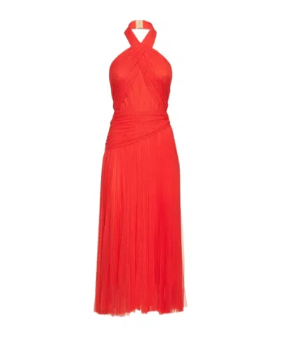 Maria Lucia Hohan Halter Neck Tulle Dress In Red