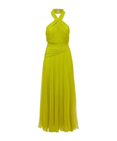 Maria Lucia Hohan Halter Neck Tulle Dress In Yellow