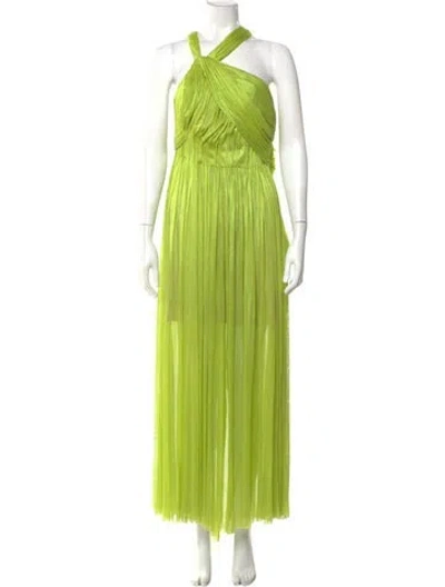 Pre-owned Maria Lucia Hohan Halterneck Long Dress In Green