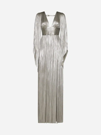Maria Lucia Hohan Harlow Rhinestone-detail Pleated Maxi Dress In Grey