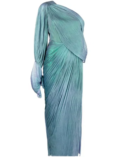 Maria Lucia Hohan Haven Pleated One-shoulder Dress In 蓝色