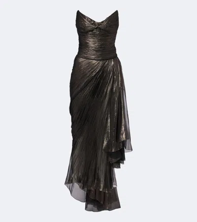Maria Lucia Hohan Heidi Metallic Silk Corset Gown In Grau