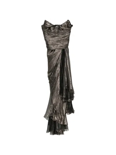 Maria Lucia Hohan Heidi Pleated Maxi Dress In Gray