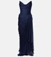 Maria Lucia Hohan Heidi Ruched Silk Corset Gown In Blue