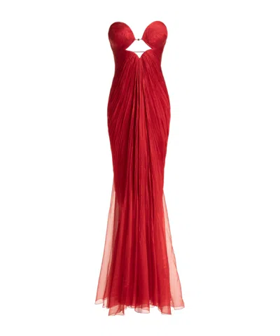 Maria Lucia Hohan Hollowed-out Tulle Dress In Red