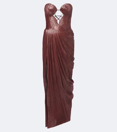 Maria Lucia Hohan Huda Metallic Corset Gown In Brown