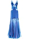 MARIA LUCIA HOHAN BLUE ISSA LACE SATIN GOWN