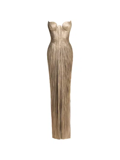 Maria Lucia Hohan Jasleen Pleated Strapless Maxi Dress In Multi