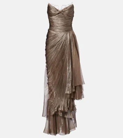 Maria Lucia Hohan Jolie Lace-trimmed Silk Bustier Dress In Multi