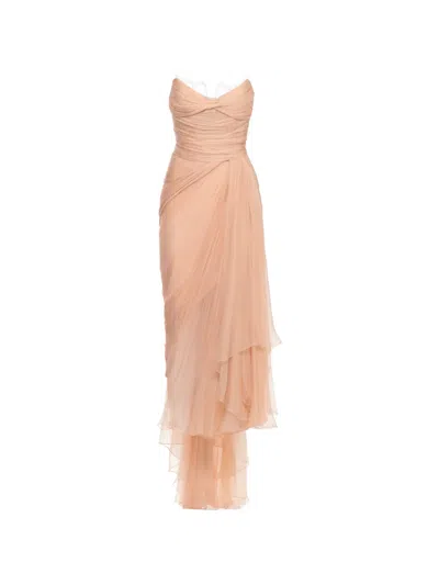 Maria Lucia Hohan Jolie Lace-trimmed Pleated Dress In Pink