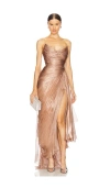 Maria Lucia Hohan Jolie Maxi Dress In Metallic Bronze