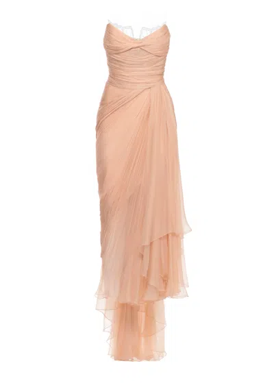 Maria Lucia Hohan Jolie Silk Dress With All-over Draping And Ruffle Details In Multi