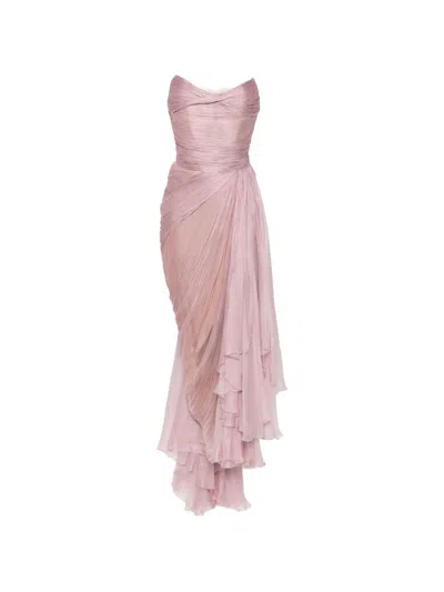 Maria Lucia Hohan Jolie X Lace-trimmed Draped Maxi Dress In Pink