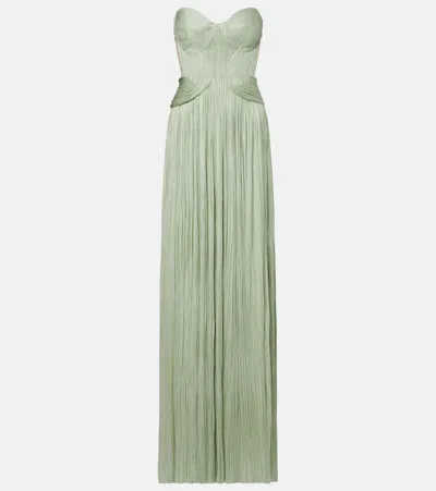 Maria Lucia Hohan Kamina Cutout Silk Tulle Bustier Gown In Green
