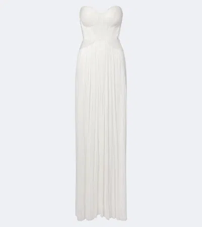 Maria Lucia Hohan Kamina Cutout Silk Tulle Bustier Gown In White