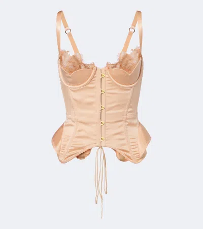 Maria Lucia Hohan Larya Lace-trimmed Silk-blend Corset In Pink