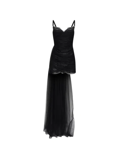 Maria Lucia Hohan Latifa Lace-trimmed Ruched Mini Dress In Black