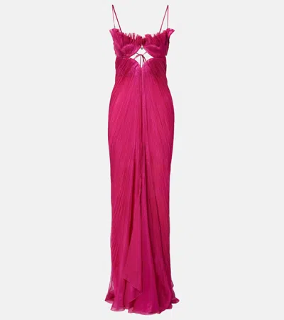 Maria Lucia Hohan Lupita Draped Silk Gown In Pink
