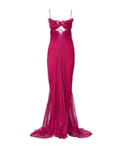 Maria Lucia Hohan Lupita Draped Silk Gown In Pink