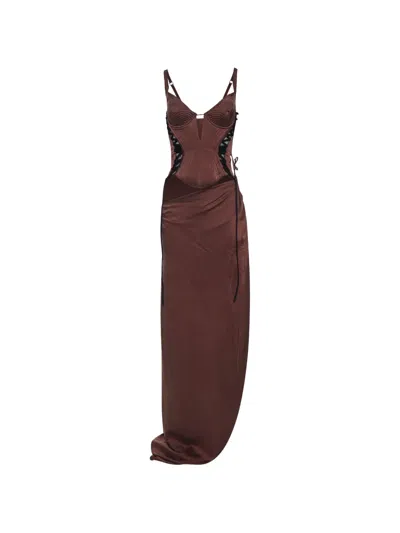 Maria Lucia Hohan Malena Lace-up Corset Maxi Dress In Brown