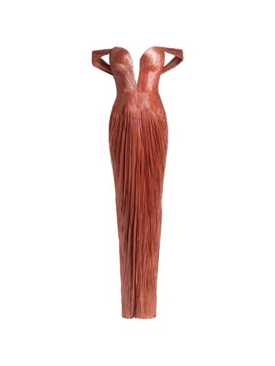 Maria Lucia Hohan Martina Off-shoulder Maxi Dress In Orange