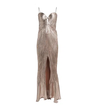 Maria Lucia Hohan Metallic Silk Mirren Maxi Dress In Gold