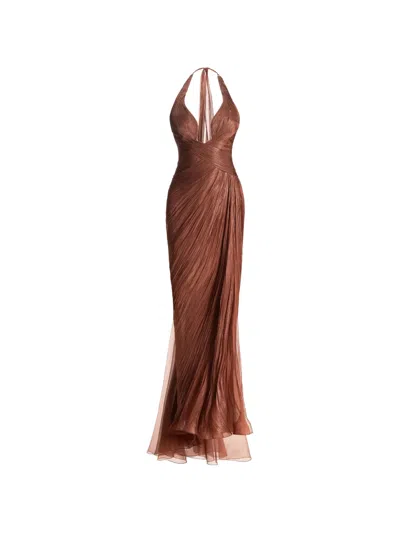 Maria Lucia Hohan Milagros Sleeveless Slit Maxi Dress In Brown