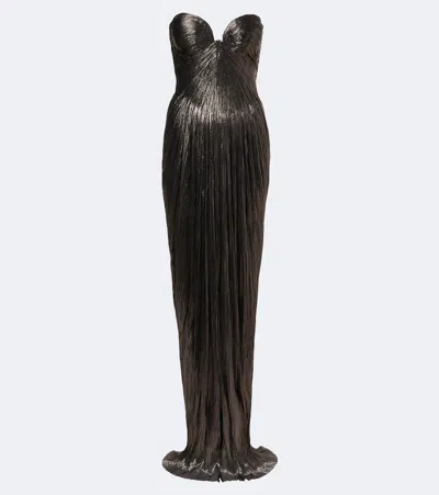 Maria Lucia Hohan Nadira Silk Bustier Gown In Gray