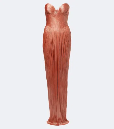 Maria Lucia Hohan Nadira Silk Bustier Gown In Orange