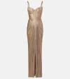 Maria Lucia Hohan Noemie Gathered Silk Corset Gown In Metallic