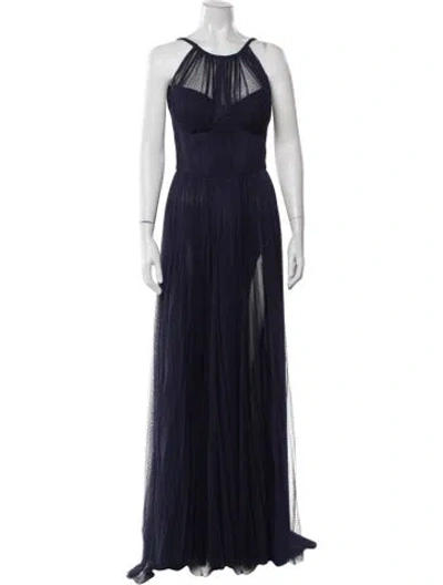 Pre-owned Maria Lucia Hohan Nylon Long Dress In Blue/metallic