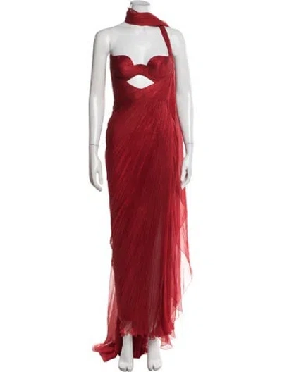 Pre-owned Maria Lucia Hohan Nylon Long Dress In Red