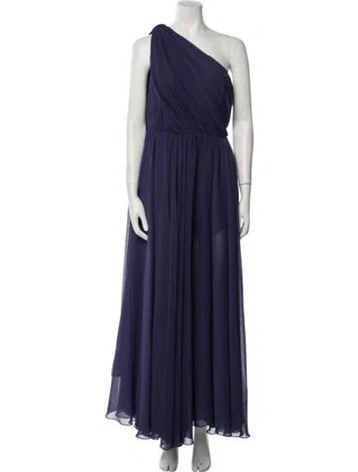 Pre-owned Maria Lucia Hohan One-shoulder Long Dress In Blue