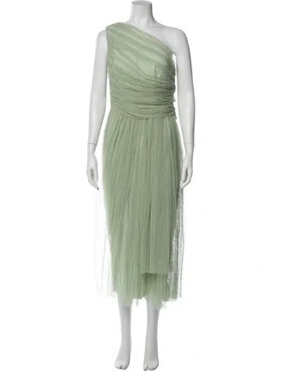 Pre-owned Maria Lucia Hohan One-shoulder Long Dress In Green