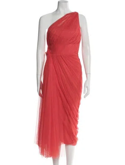 Pre-owned Maria Lucia Hohan One-shoulder Long Dress In Orange