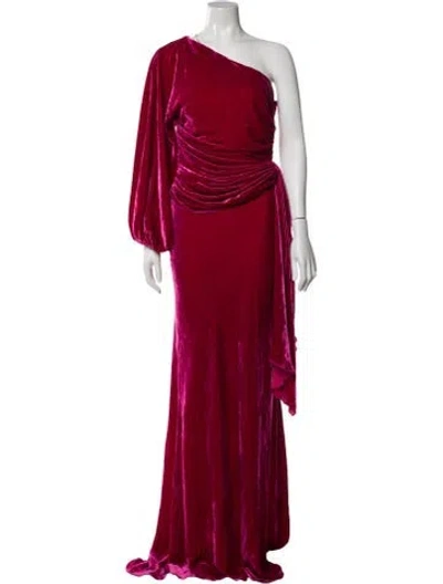 Pre-owned Maria Lucia Hohan One-shoulder Long Dress In Pink