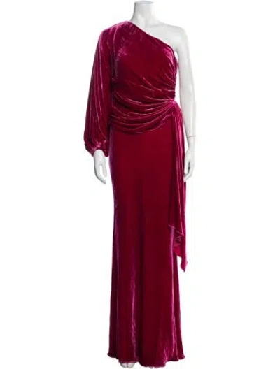 Pre-owned Maria Lucia Hohan One-shoulder Long Dress In Pink