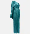Maria Lucia Hohan Palmer One-shoulder Silk Gown In Teal
